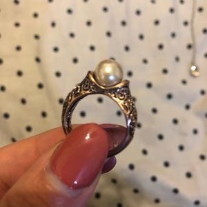 Copper and pearl ring